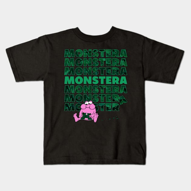 Monstera Monster modern Text design Kids T-Shirt by SuRReal3D